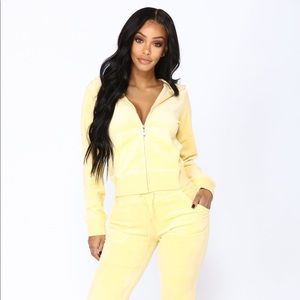 Girl Next Door Velour Lounge Set - Yellow